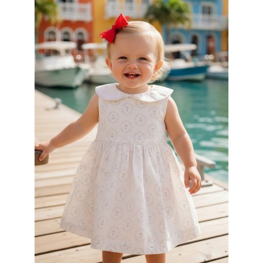 New Carter's Nautical Dress Baby Girls 12 Months 12m Peter Pan Collar Just One U